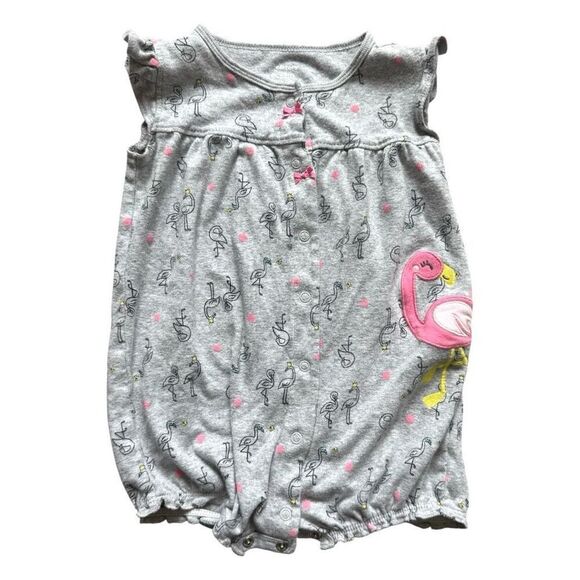 Baby Girls Carters Flamingo Print Cotton Shortall Romper - Sz 24 mo - Picture 1 of 1